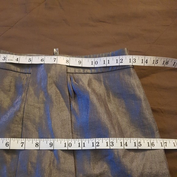 Ann Taylor Skirt Sz 0 Petite knee length Slit Metallic Look Work Wear Corporate - Picture 7 of 12